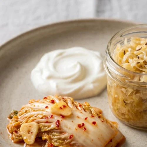 Fermented Food Kimchi Yogurt Macro Close Up