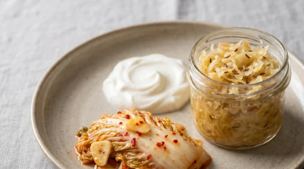 Fermented Food Kimchi Yogurt Macro Close Up