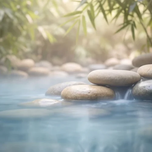 Zen Nature Background with Water and Stone