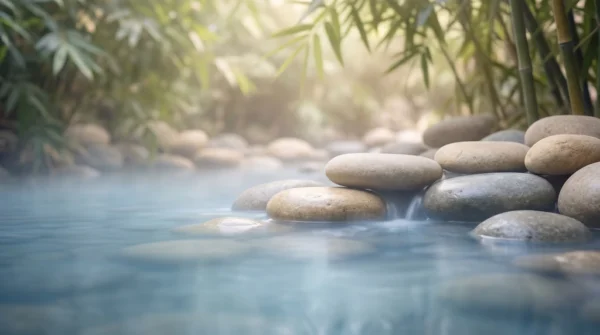 Zen Nature Background with Water and Stone