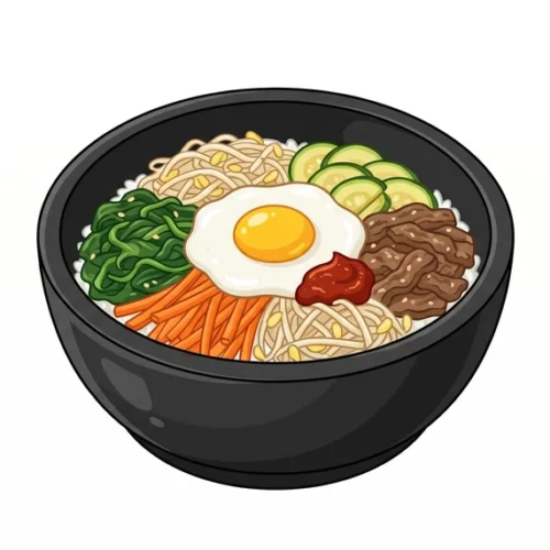 Dolsot Bibimbap Korean Food Illustration
