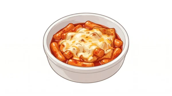 Cheese Tteokbokki Korean Food Illustration