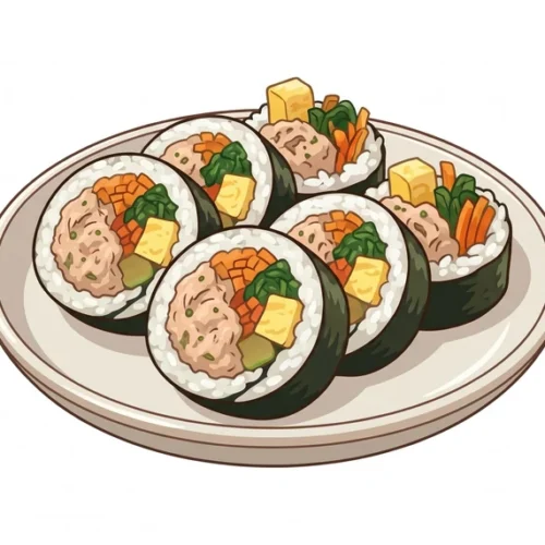 Tuna Gimbap Korean Food Illustration