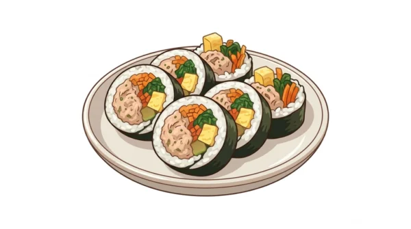 Tuna Gimbap Korean Food Illustration