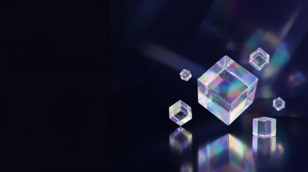Holographic Cube Reflection 3D Tech Background Holographic Cube Reflection 3D Tech Background