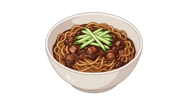 Jjajang Ramyeon Korean Food Illustration