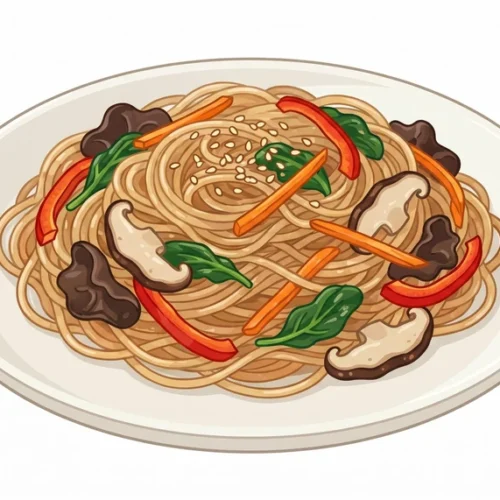 Japchae Korean Food Illustration