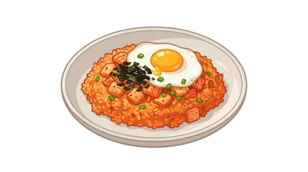 Kimchi Fried Rice Korean Food Illustration