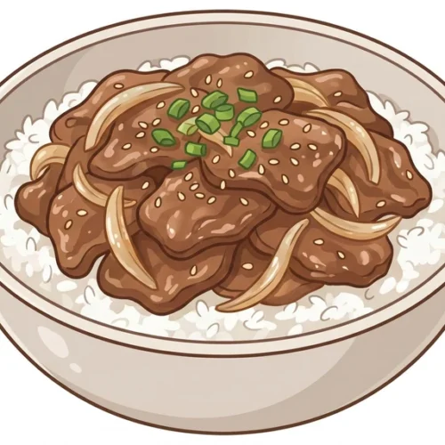 Bulgogi Rice Bowl Korean Food Illustration