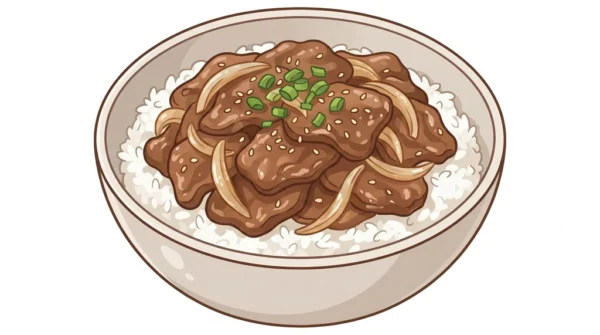 Bulgogi Rice Bowl Korean Food Illustration Bulgogi Rice Bowl Korean Food Illustration