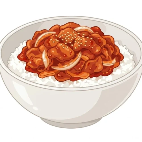 Jeyuk Rice Bowl Korean Food Illustration
