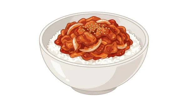Jeyuk Rice Bowl Korean Food Illustration