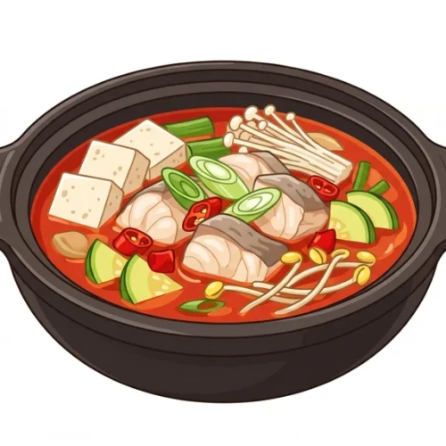 Maeuntang Korean Food Illustration