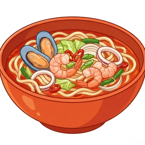 Jjamppong Korean Food Illustration