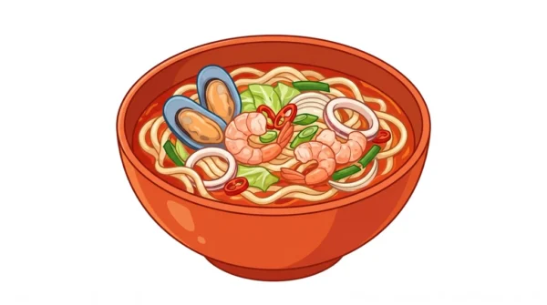 Jjamppong Korean Food Illustration