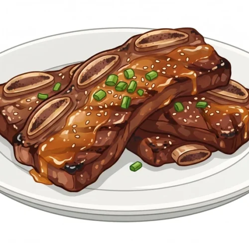 Grilled Galbi Korean Food Illustration