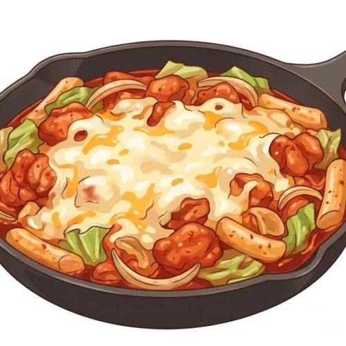 Cheese Dakgalbi Korean Food Illustration