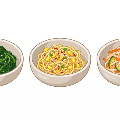 Namul Side Dishes Korean Food Illustration