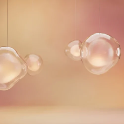Warm Gold Floating Bubble Abstract Background