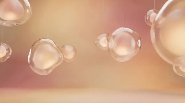 Warm Gold Floating Bubble Abstract Background