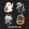 Cute Halloween PNG Sticker Pack, Ghost Pumpkin Black Cat Clipart, Digital Planner Stickers, Transparent Background