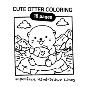 16 Cute Otter Coloring Pages, Hand-Drawn Printable Coloring Book PDF