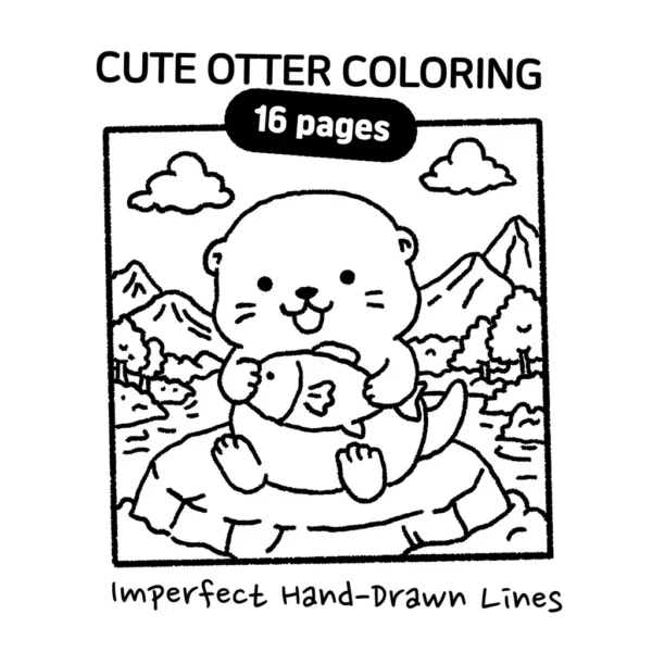 16 Cute Otter Coloring Pages, Hand-Drawn Printable Coloring Book PDF