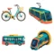 Urban Transport Geometric Clipart and Digital Stickers, 12 Images, Transparent PNG for Travel Planners