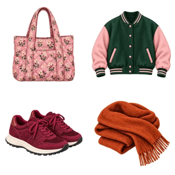 Autumn Lifestyle Clipart Set | Tote Bag, Varsity Jacket, Sneakers, Scarf, Umbrella, Thermos & Yoga Watercolor Illustrations
