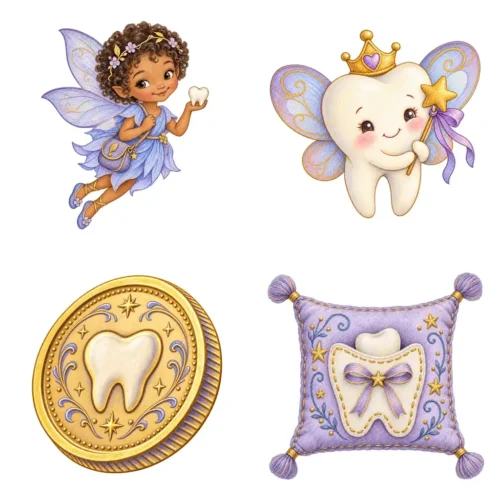 First Lost Tooth Keepsake Colored Pencil Clipart, Digital Stickers, 12 Images, Transparent PNG for Tooth Fairy Cards
