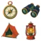 Autumn Camping Clipart Set | Tent, Compass, Binoculars, Lantern, Backpack, Campfire & Fall Nature Illustrations