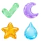 Glossy Jelly 3D Icon Set | Glass Target, Location Pin, Check Mark, Star, Moon, Smiley & Cute UI Symbols
