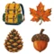 Autumn Camping Clipart Set | Tent, Compass, Binoculars, Lantern, Backpack, Campfire & Fall Nature Illustrations