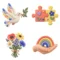 World Gratitude Day Clay Digital Stickers - 10 Transparent PNGs for Journals and Planners