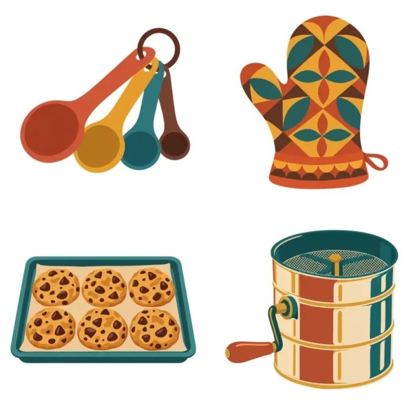Bakery Packaging Retro Graphic Clipart, Digital Stickers, 12 Images, Transparent PNG for Baking Business Labels