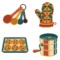 Bakery Packaging Retro Graphic Clipart, Digital Stickers, 12 Images, Transparent PNG for Baking Business Labels
