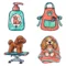 Dog Groomer Service Menu Doodle Clipart, Digital Stickers, 12 Images, Transparent PNG for Pet Salon Marketing