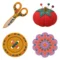 Colorful Sewing Craft Clipart Set | Sewing Machine, Scissors, Thread, Yarn, Embroidery & Pincushion Illustrations