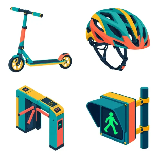 Urban Transport Geometric Clipart and Digital Stickers, 12 Images, Transparent PNG for Travel Planners