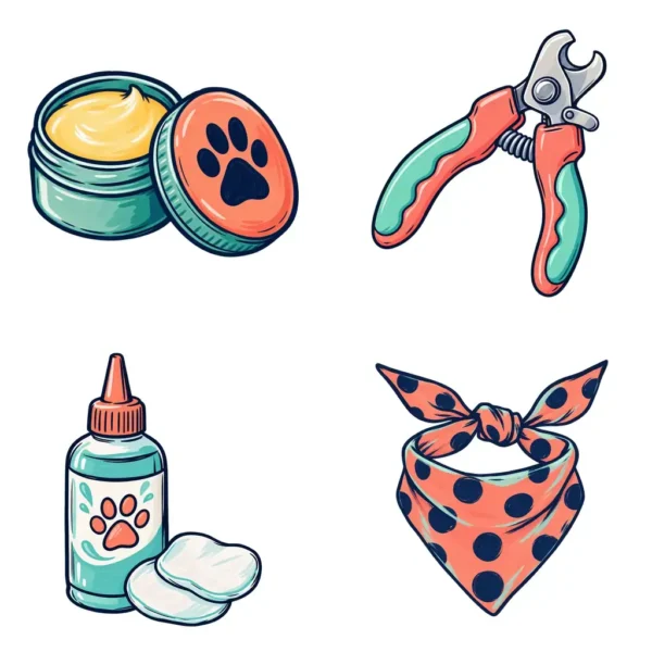 Dog Groomer Service Menu Doodle Clipart, Digital Stickers, 12 Images, Transparent PNG for Pet Salon Marketing